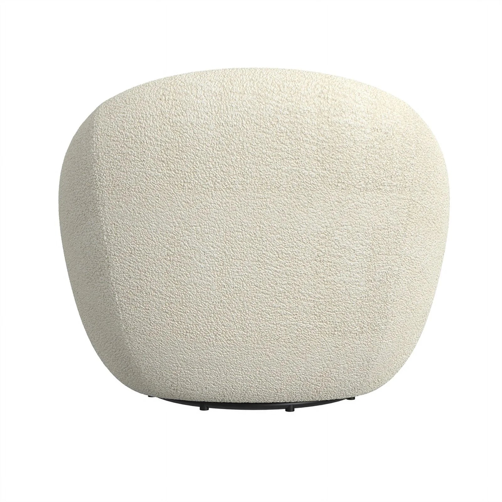 round Swivel Accent Chair, White Sherpa