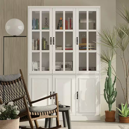 White Wood Storage Cabinet Kitchen Hutch with Glass Doors, Adjustable Shelves ( 47.2 In. W X 15.7 In. D X 78.7 In. H)