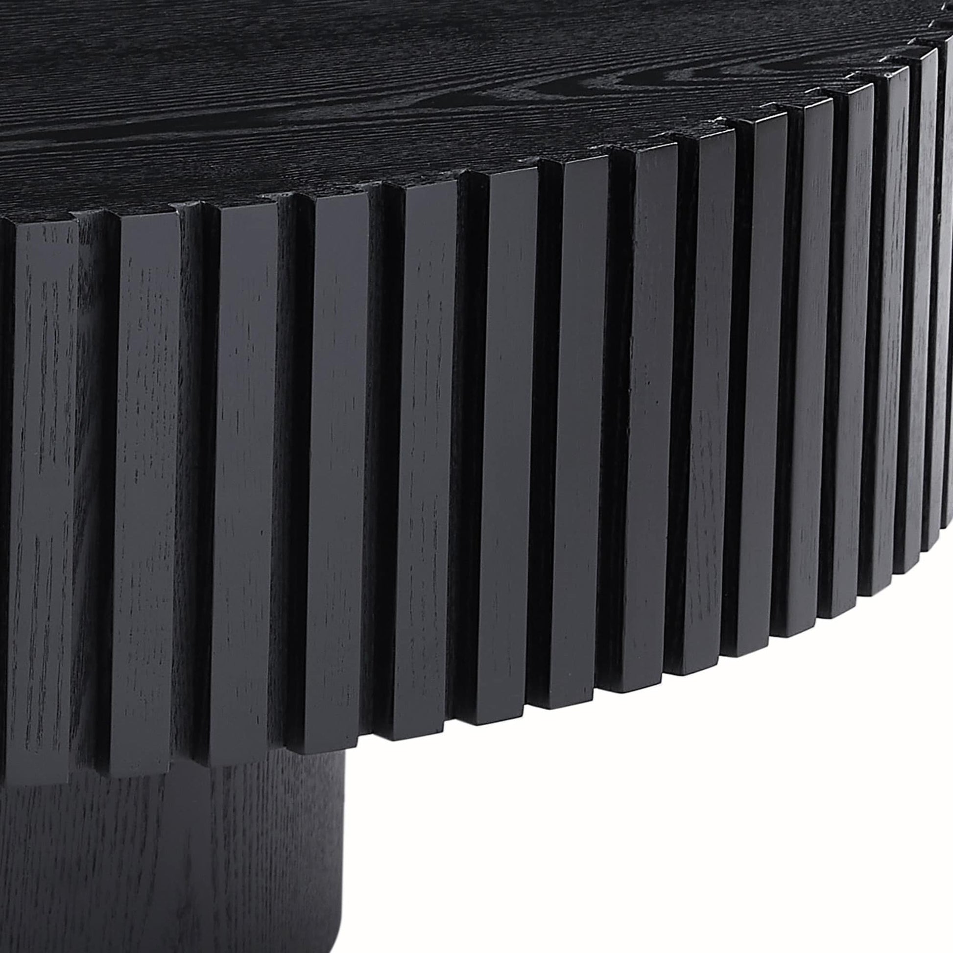 Modern Natural Black round Coffee Table with Sturdy Pedestal No Assembled