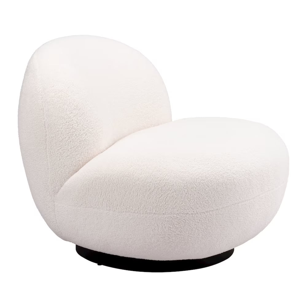 Myanmar Accent Chair Cream Accent Chair, Modern Style, Shearling Style Fabric, Plywood, Indoor Living