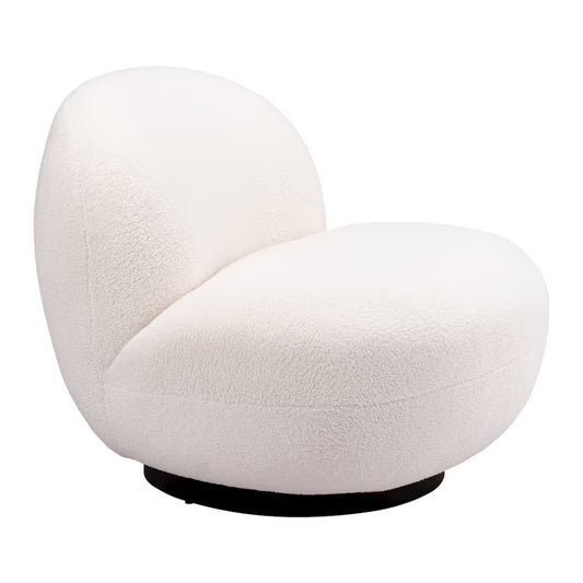 Myanmar Accent Chair Cream Accent Chair, Modern Style, Shearling Style Fabric, Plywood, Indoor Living
