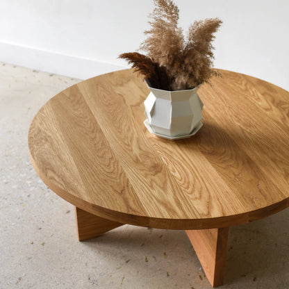 Sculptural round Wood Coffee Table