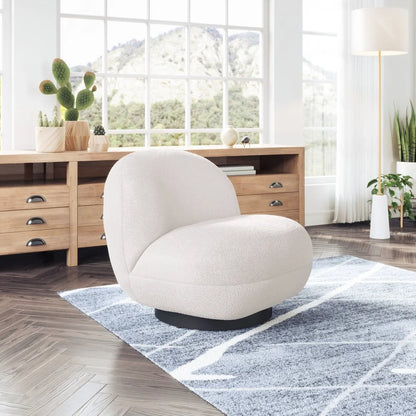 Myanmar Accent Chair Cream Accent Chair, Modern Style, Shearling Style Fabric, Plywood, Indoor Living
