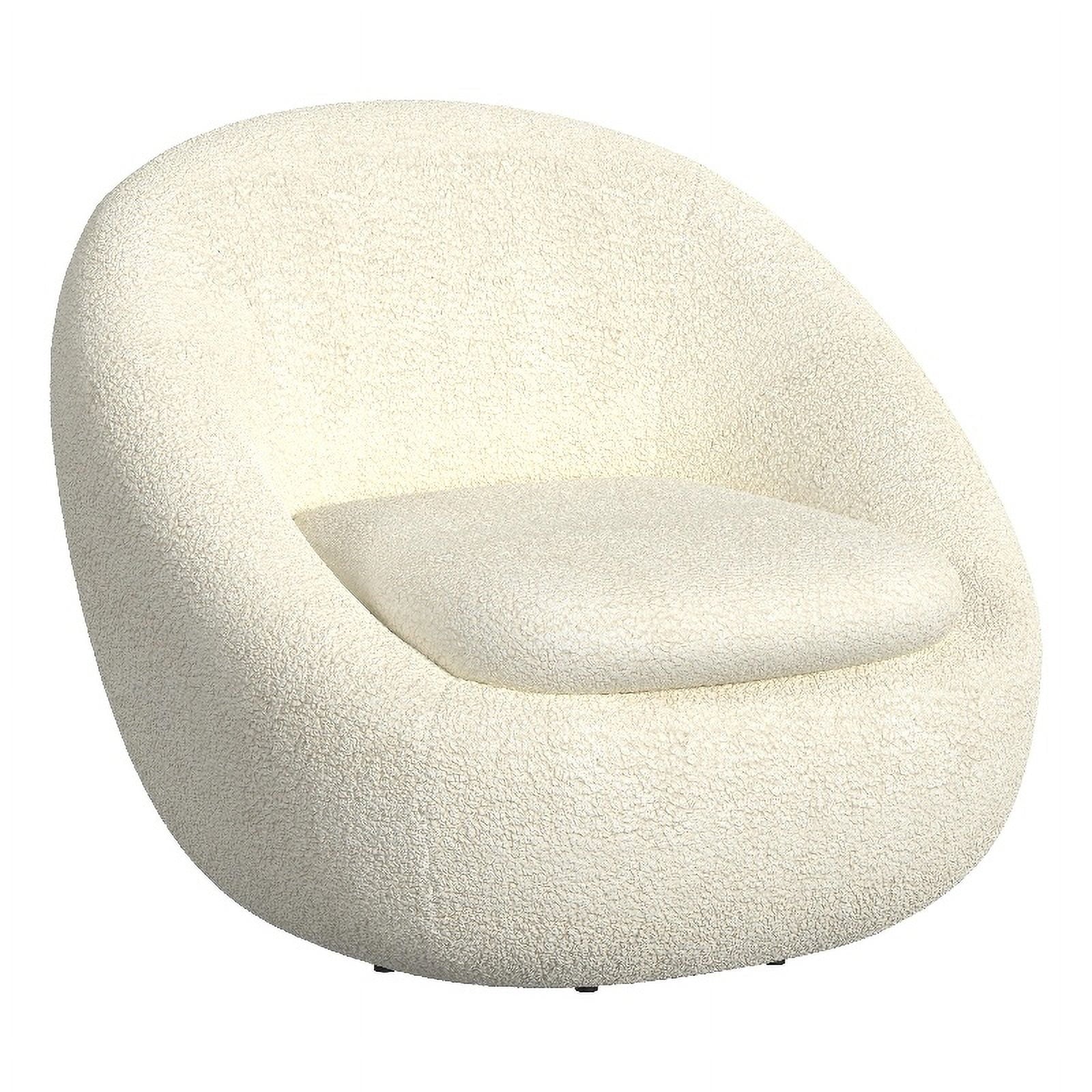round Swivel Accent Chair, White Sherpa