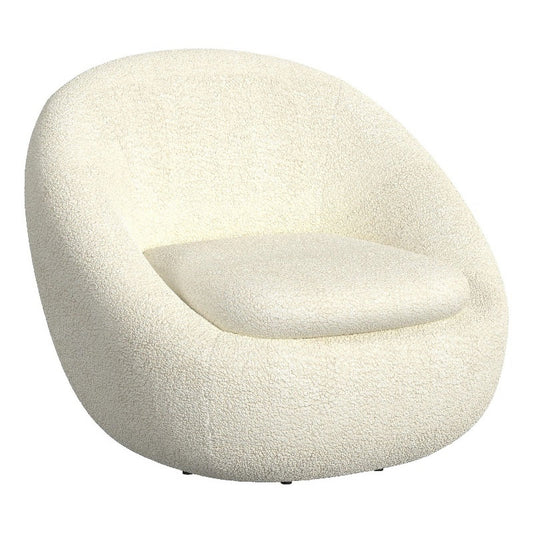 round Swivel Accent Chair, White Sherpa
