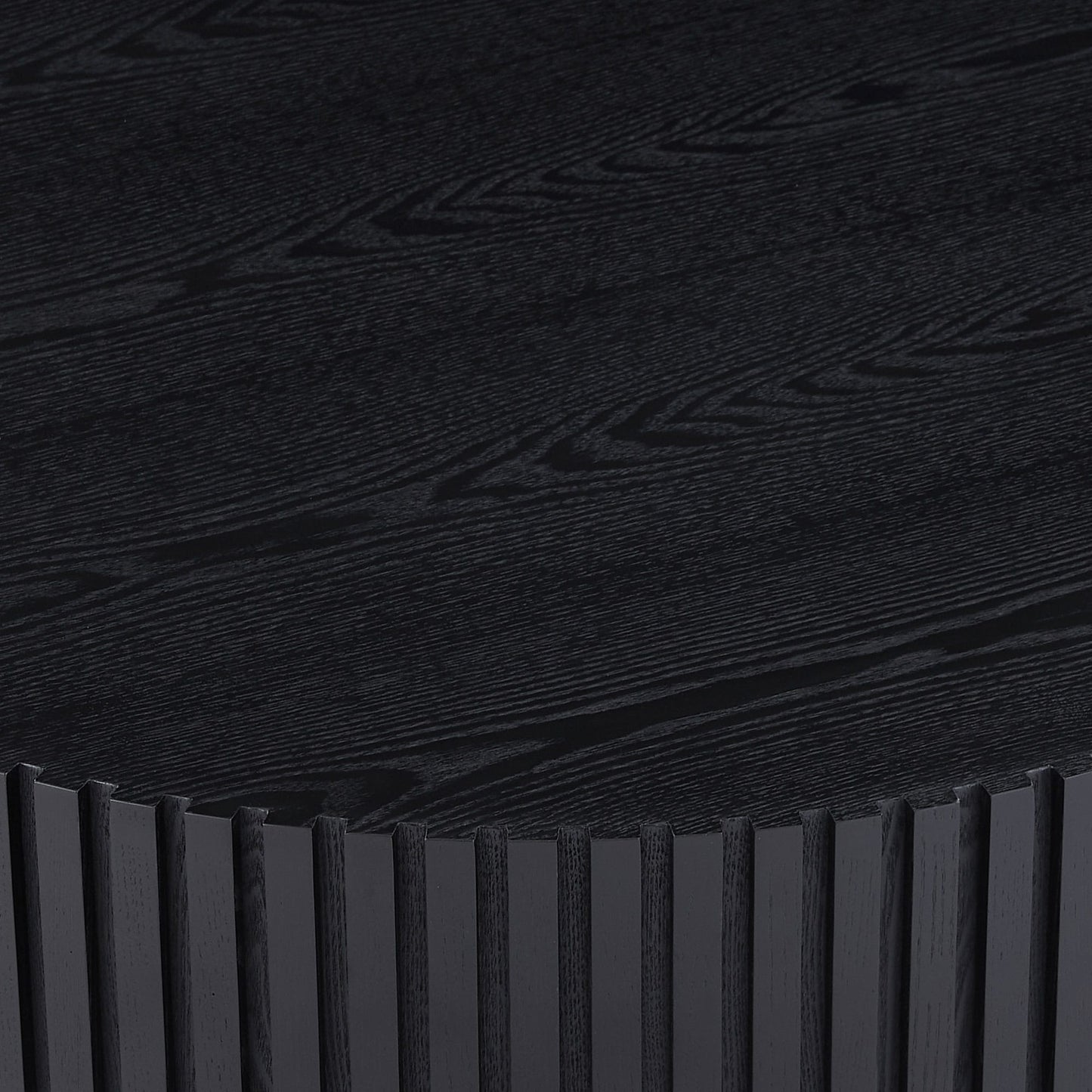 Modern Natural Black round Coffee Table with Sturdy Pedestal No Assembled