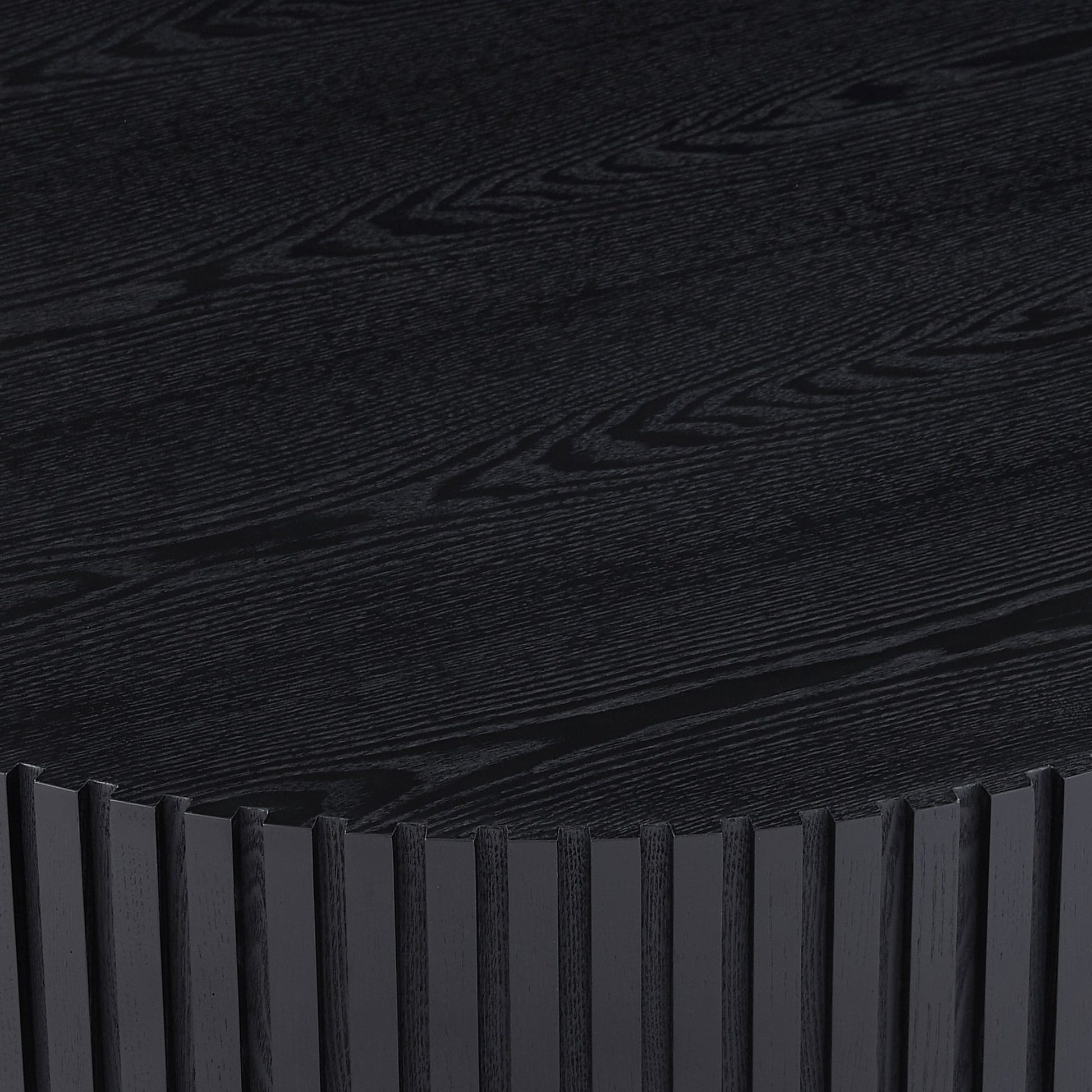 Modern Natural Black round Coffee Table with Sturdy Pedestal No Assembled