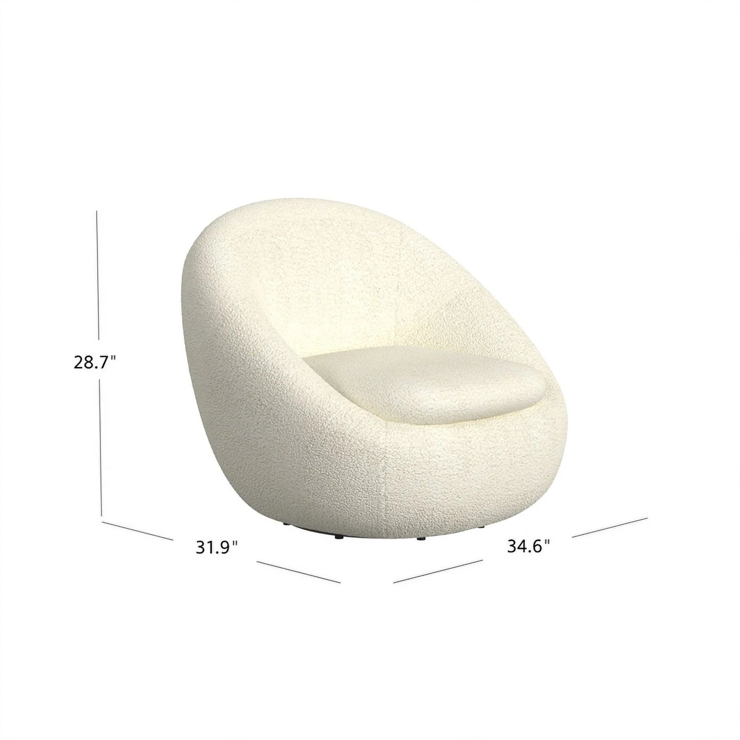 round Swivel Accent Chair, White Sherpa