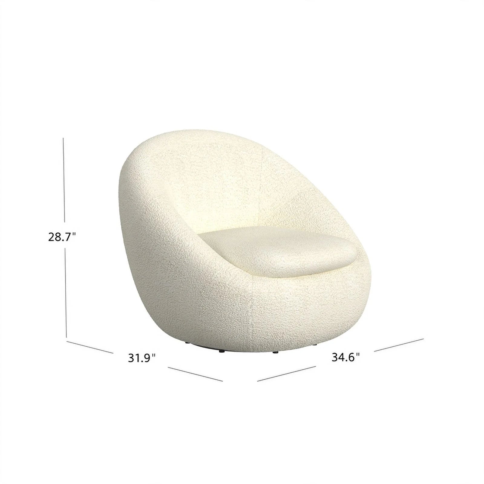 round Swivel Accent Chair, White Sherpa
