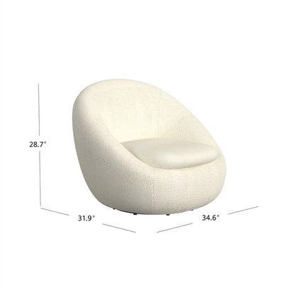 round Swivel Accent Chair, White Sherpa