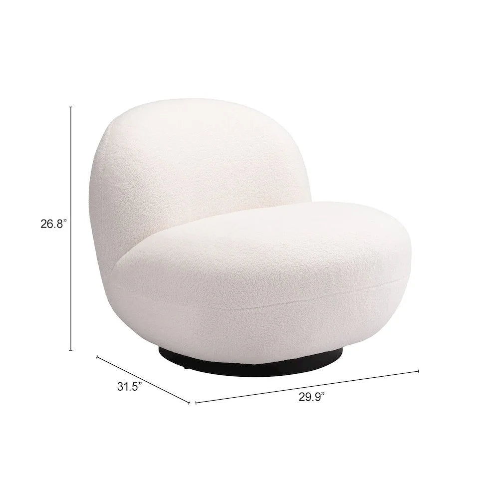 Myanmar Accent Chair Cream Accent Chair, Modern Style, Shearling Style Fabric, Plywood, Indoor Living