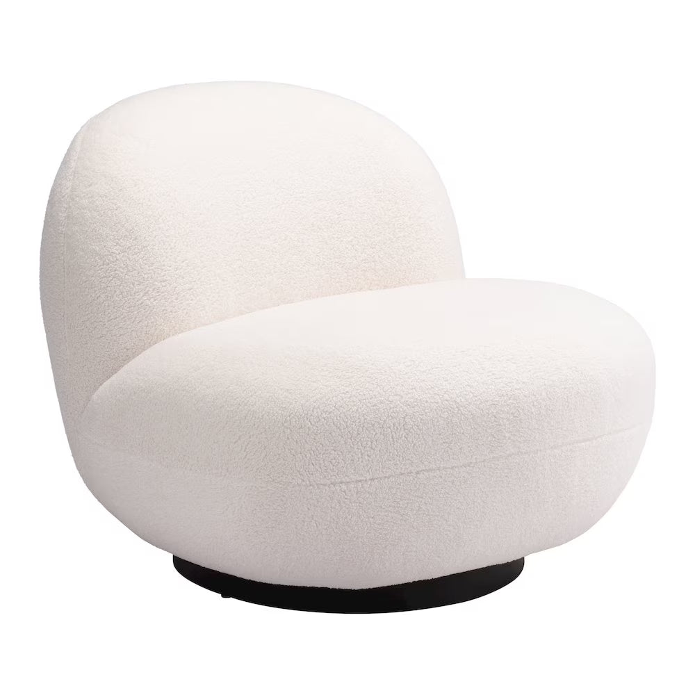 Myanmar Accent Chair Cream Accent Chair, Modern Style, Shearling Style Fabric, Plywood, Indoor Living