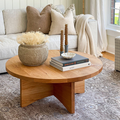 Sculptural round Wood Coffee Table