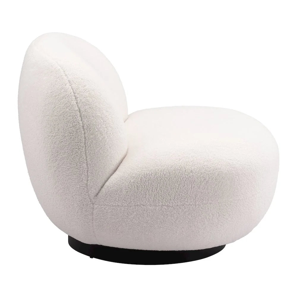 Myanmar Accent Chair Cream Accent Chair, Modern Style, Shearling Style Fabric, Plywood, Indoor Living