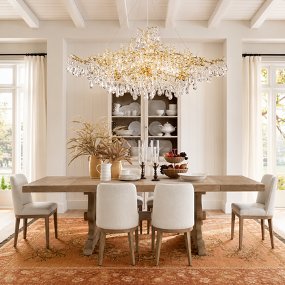 14-Lights Gold Luxury Crystal Linear Chandelier, Modern Tree Branch Chandelier for Dinning Room, Kitchen, Living Room