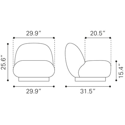Myanmar Accent Chair Cream Accent Chair, Modern Style, Shearling Style Fabric, Plywood, Indoor Living