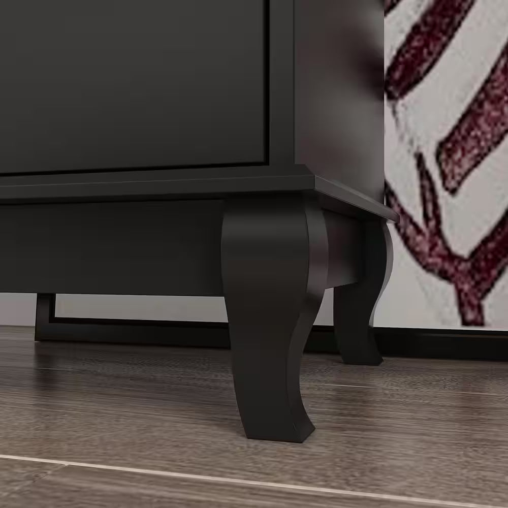Black Paint 10-Drawer Wood Double 35.4 In. H X 55.1 In. W X 15.7 In. D Dresser Storage Cabinet