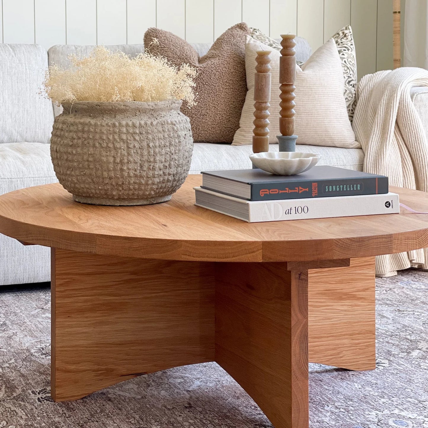 Sculptural round Wood Coffee Table